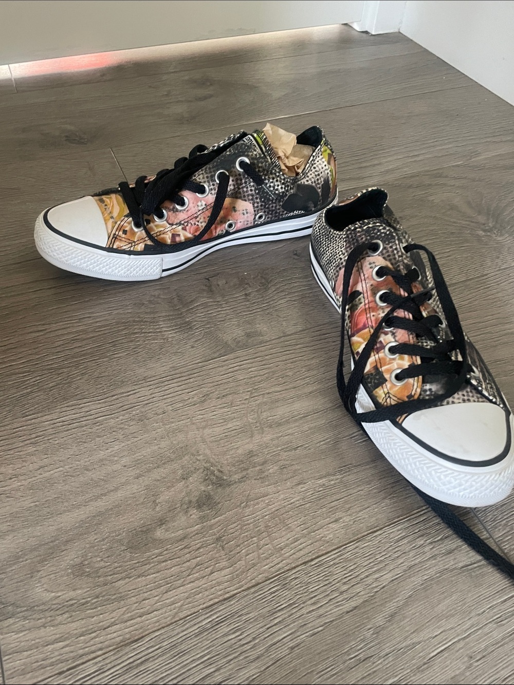 Converse All Star Floral & Animal Print Low-Top Sneakers in Black and Yellow